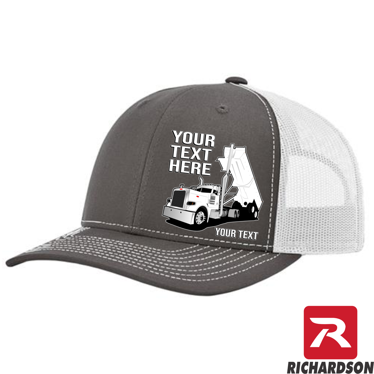 RICHARDSON 112 - Peterbilt Day Cab End Dump  - Your Text Snapback Hats - Free Shipping