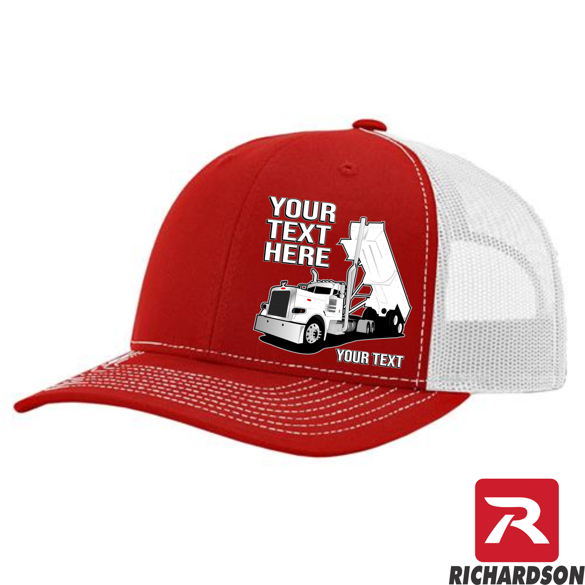 RICHARDSON 112 - Peterbilt Day Cab End Dump  - Your Text Snapback Hats - Free Shipping