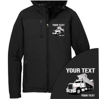 Peterbilt 389 Dump Truck - Your Text Here - Port Authority Hooded Core Soft Shell Jacket - Free Shipping