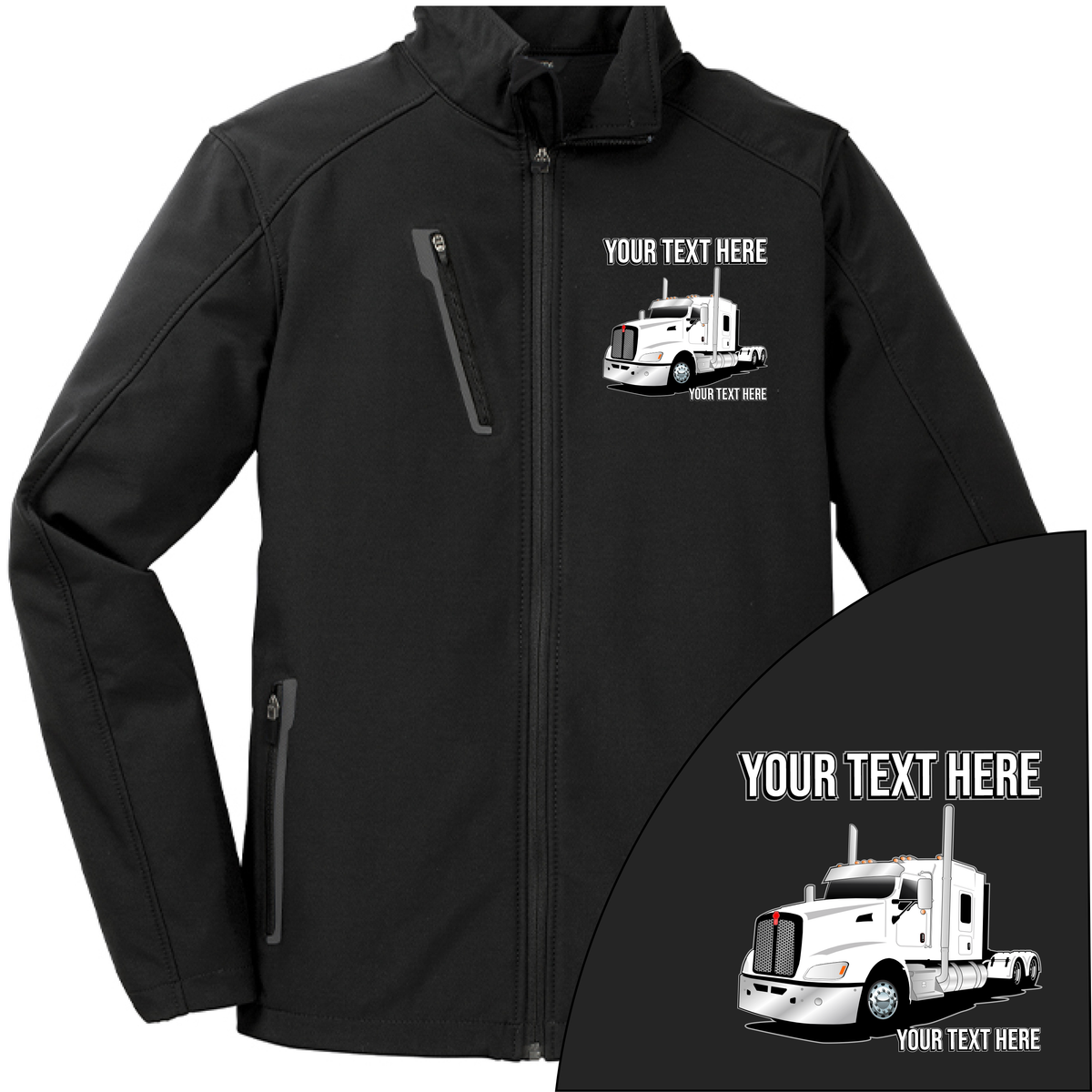 Kenworth T600 Full Truck - Your Text Here - Port Authority ® Welded Soft Shell Jacket NO HOOD - Free Shipping