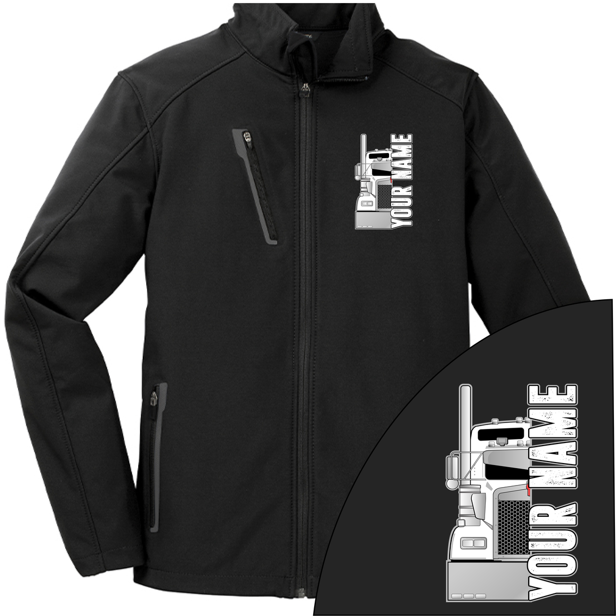 Kenworth Half Truck - Your Text Here - Port Authority ® Welded Soft Shell Jacket NO HOOD - Free Shipping