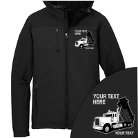 Peterbilt Dump Truck - Your Text Here - Port Authority Hooded Core Soft Shell Jacket -Free Shipping