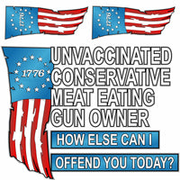 Unvaccinated - Conservative - Meat Eater - 3 Pack of Decals - Free Shipping