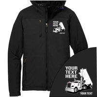 Peterbilt Day Cab  End Dump - Your Text Here - Port Authority Hooded Core Soft Shell Jacket -Free Shipping