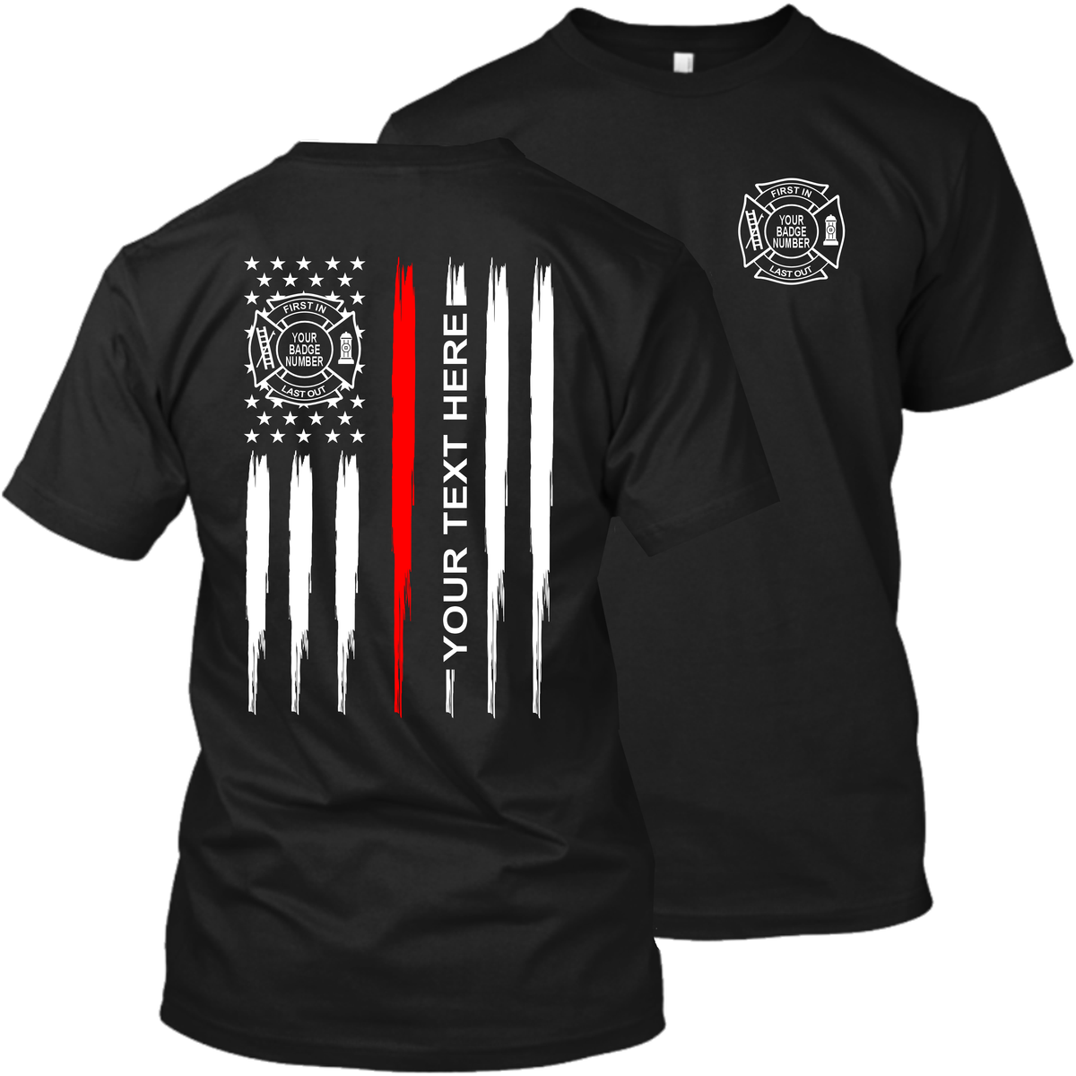 Fire Department - Your Text Here - Tattered Flag - Thin Red Line - Apparel
