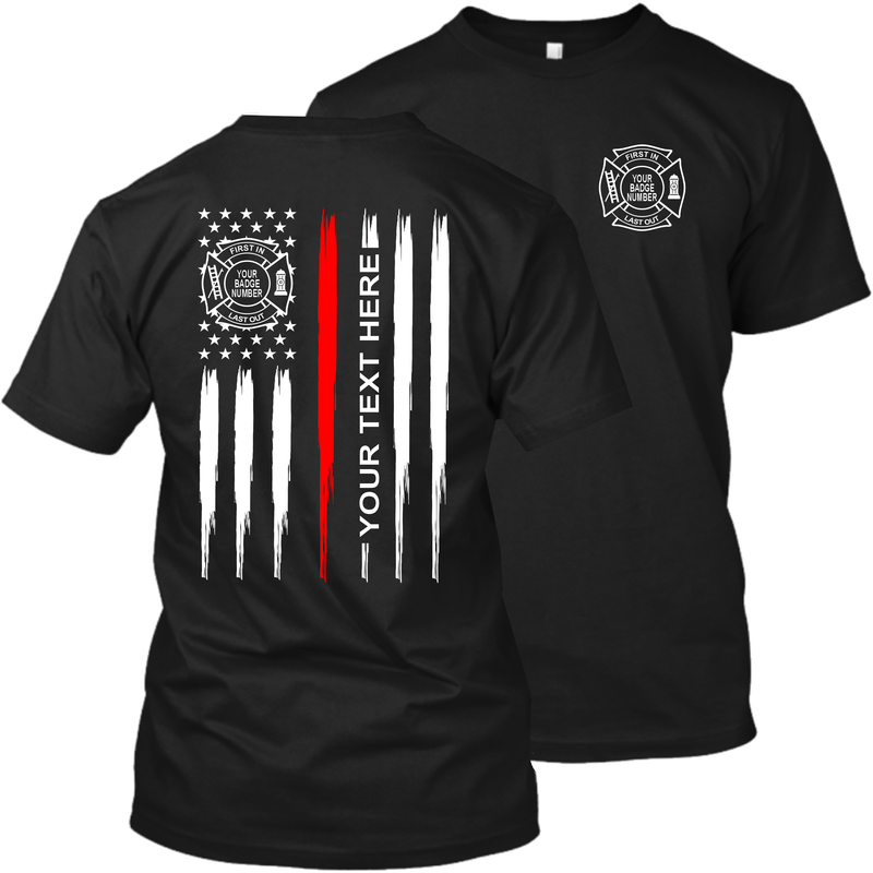 Fire Department - Your Text Here - Tattered Flag - Thin Red Line - Apparel