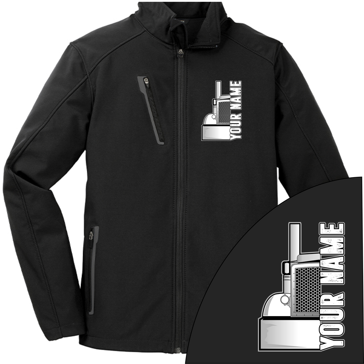 Peterbilt Half Truck - Your Text Here - Port Authority ® Welded Soft Shell Jacket NO HOOD - Free Shipping