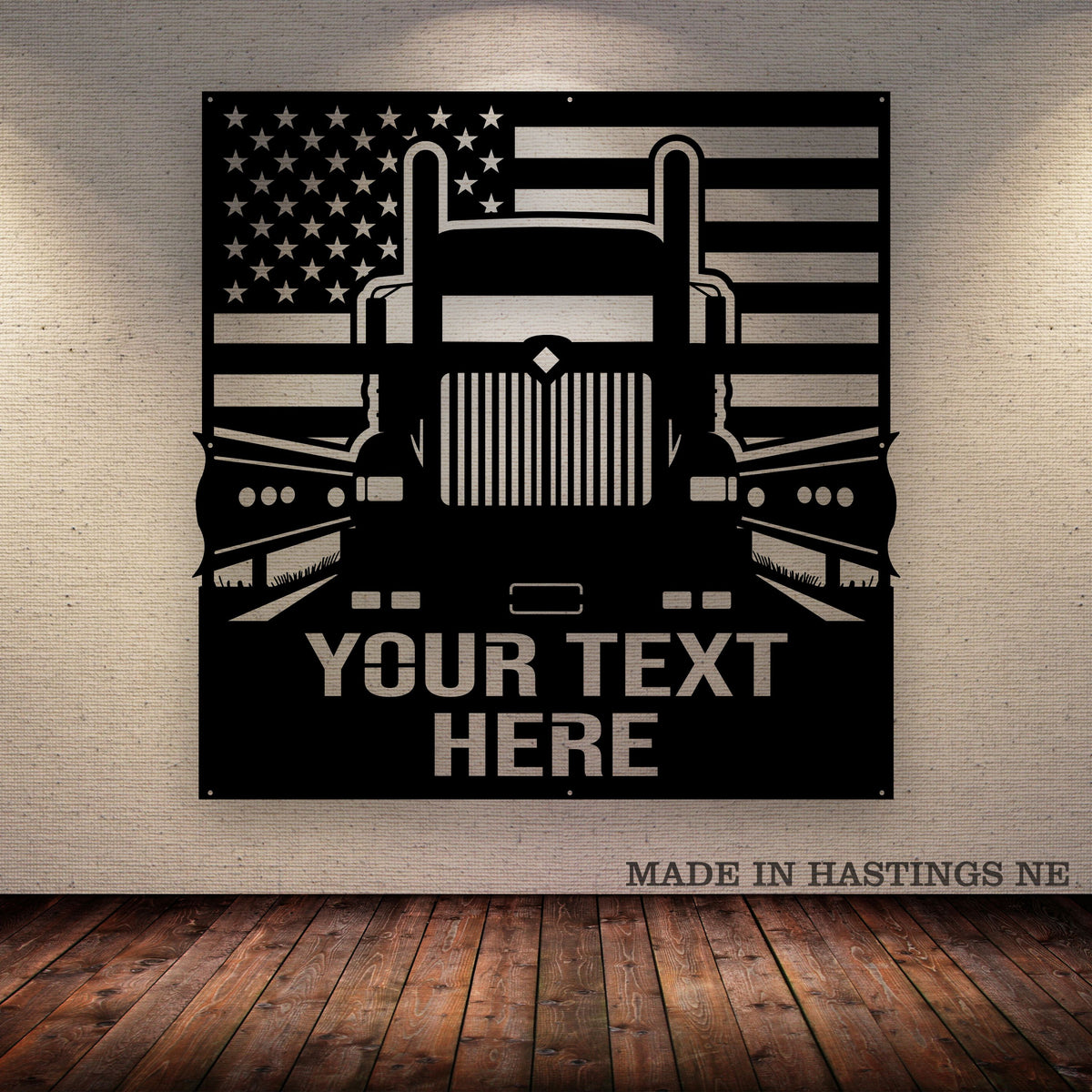 International 9900 - American Flag - Your Text - Metal Monogram Sign - Free Shipping