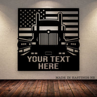 International 9900 - American Flag - Your Text - Metal Monogram Sign - Free Shipping