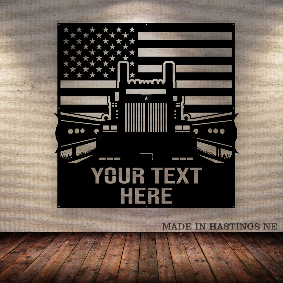 Western Star - American Flag - Your Text - Metal Monogram Sign - Free Shipping
