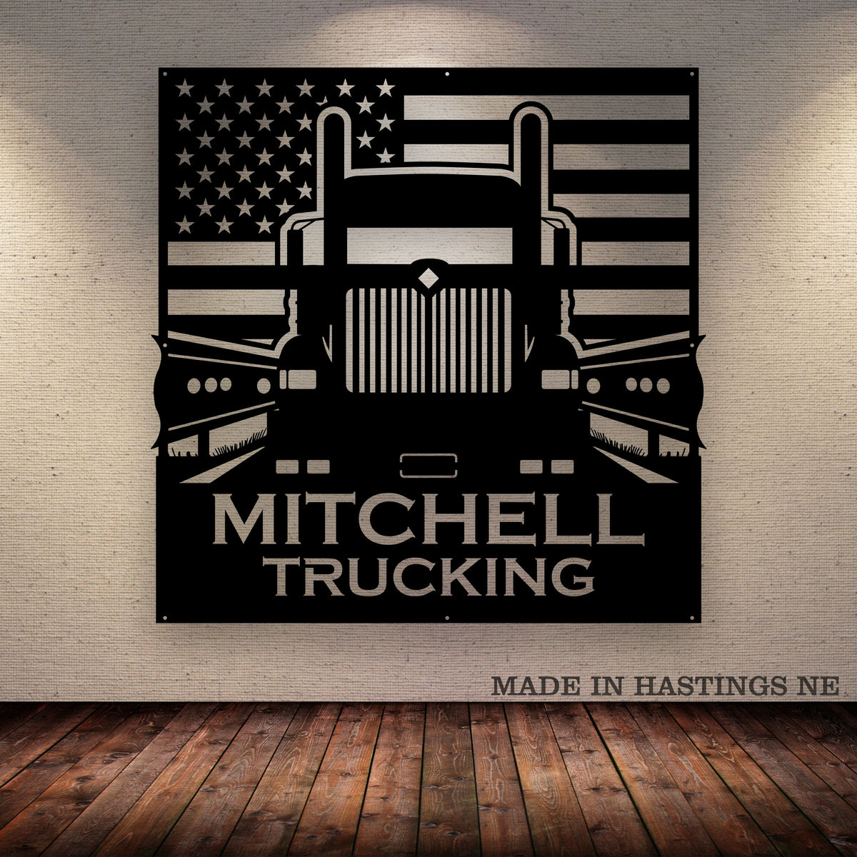 International 9900 - American Flag - Your Text - Metal Monogram Sign - Free Shipping