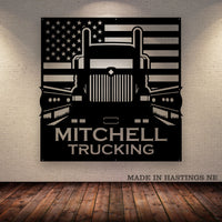 International 9900 - American Flag - Your Text - Metal Monogram Sign - Free Shipping