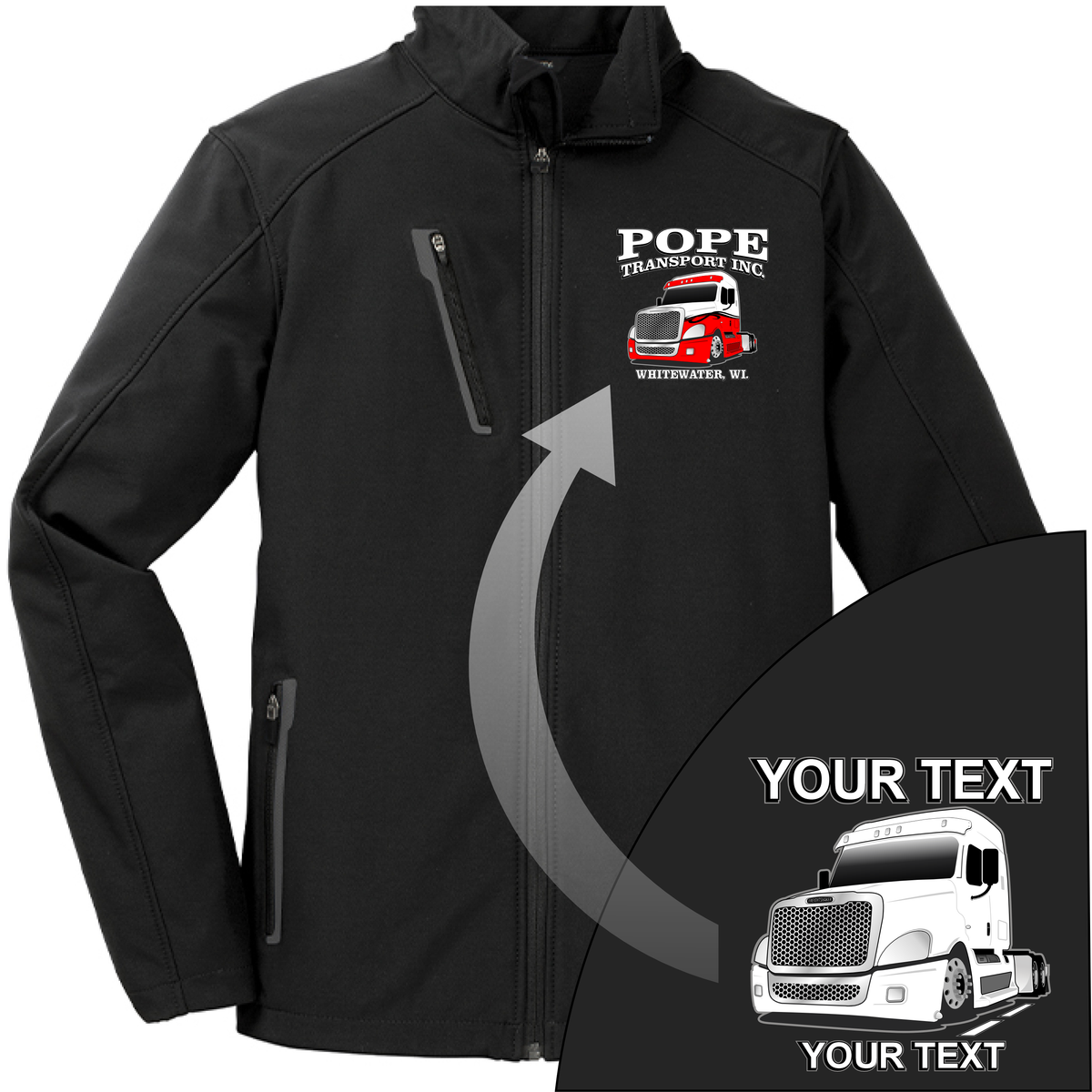 Freightliner Full Truck - Your Text Here - Port Authority ® Welded  Soft Shell Jacket NO HOOD - Free Shipping