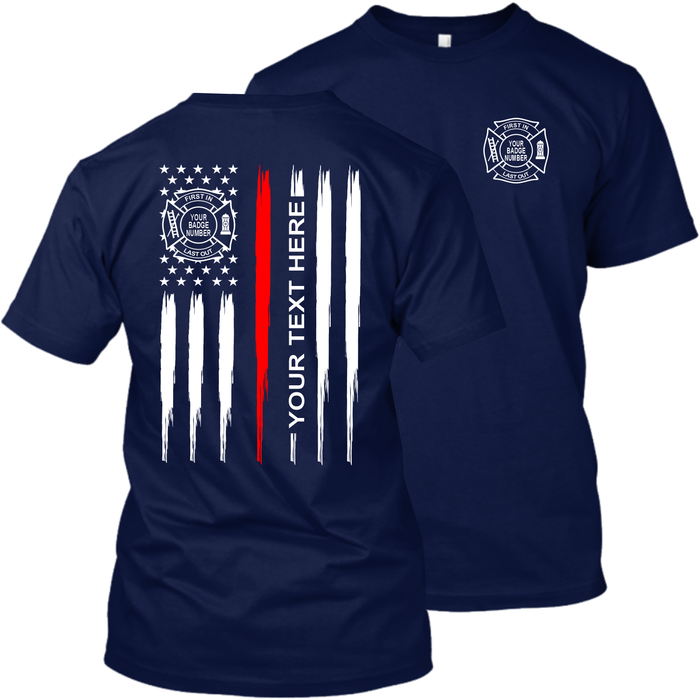 Fire Department - Your Text Here - Tattered Flag - Thin Red Line - Apparel