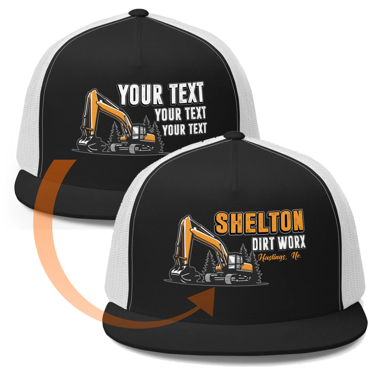 Excavator Your Text Here - Snapback Trucker Hat - Free Shipping