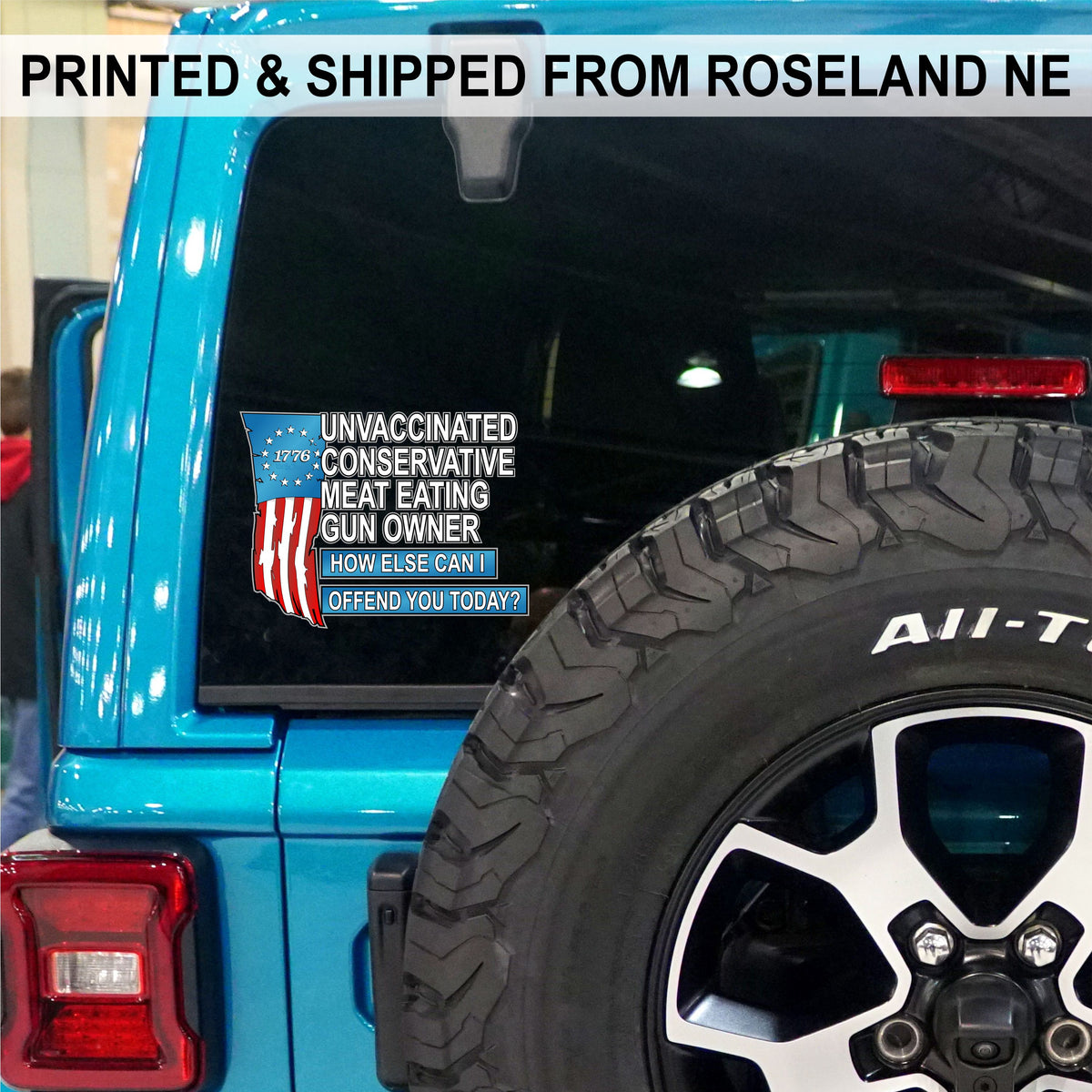 Unvaccinated - Conservative - Meat Eater - 3 Pack of Decals - Free Shipping