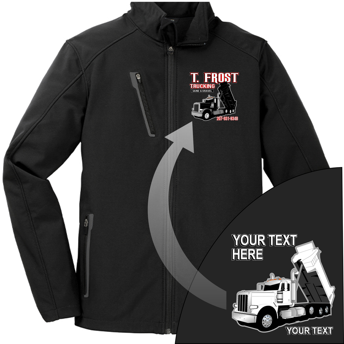 Peterbilt Dump Truck - Your Text Here - Port Authority ® Welded  Soft Shell Jacket NO HOOD - Free Shipping