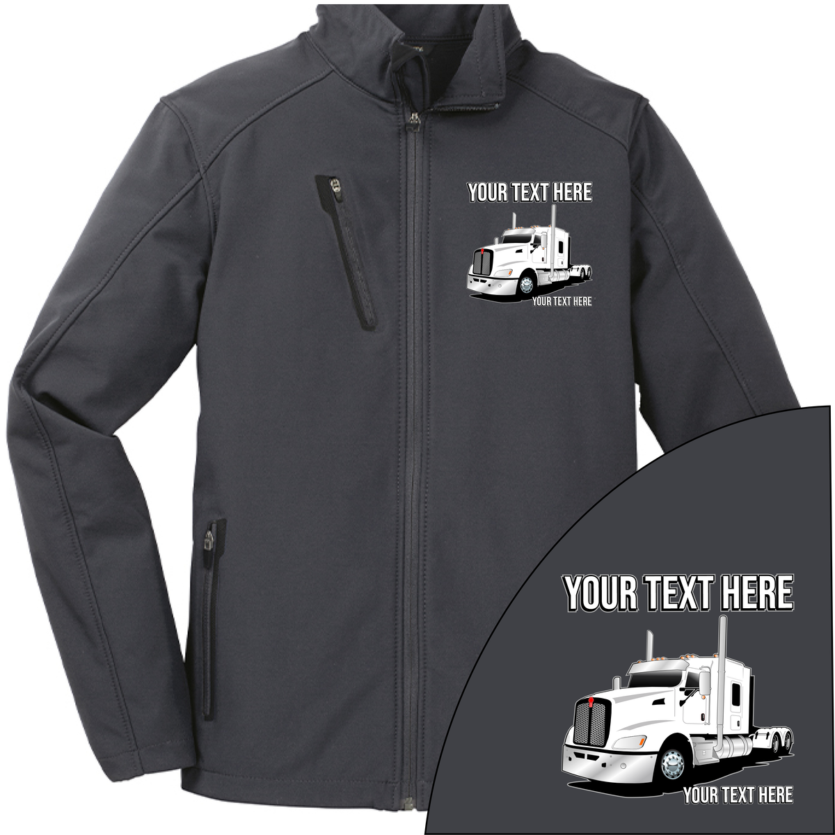 Kenworth T600 Full Truck - Your Text Here - Port Authority ® Welded Soft Shell Jacket NO HOOD - Free Shipping