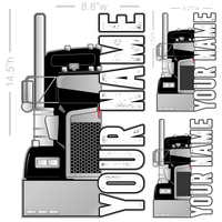 Kenworth  Front End -Your Name -  3 Pack of Die-Cut Stickers - UV Inks - Laminated