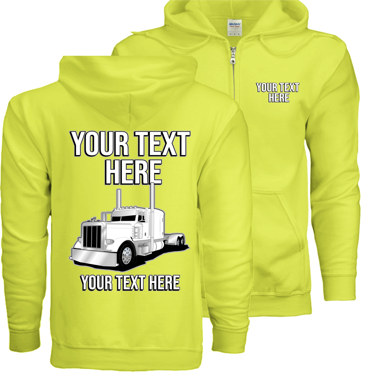 Peterbilt Full Truck - Your Text Here - Gildan Heavy Blend Full-Zip Hoodie
