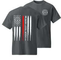 Fire Department - Your Text Here - Tattered Flag - Thin Red Line - Apparel