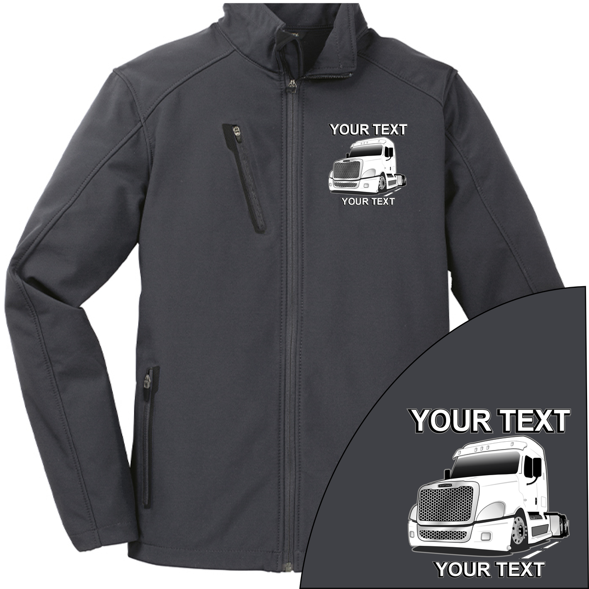 Freightliner Full Truck - Your Text Here - Port Authority ® Welded  Soft Shell Jacket NO HOOD - Free Shipping