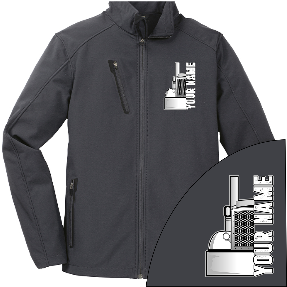 Peterbilt Half Truck - Your Text Here - Port Authority ® Welded Soft Shell Jacket NO HOOD - Free Shipping