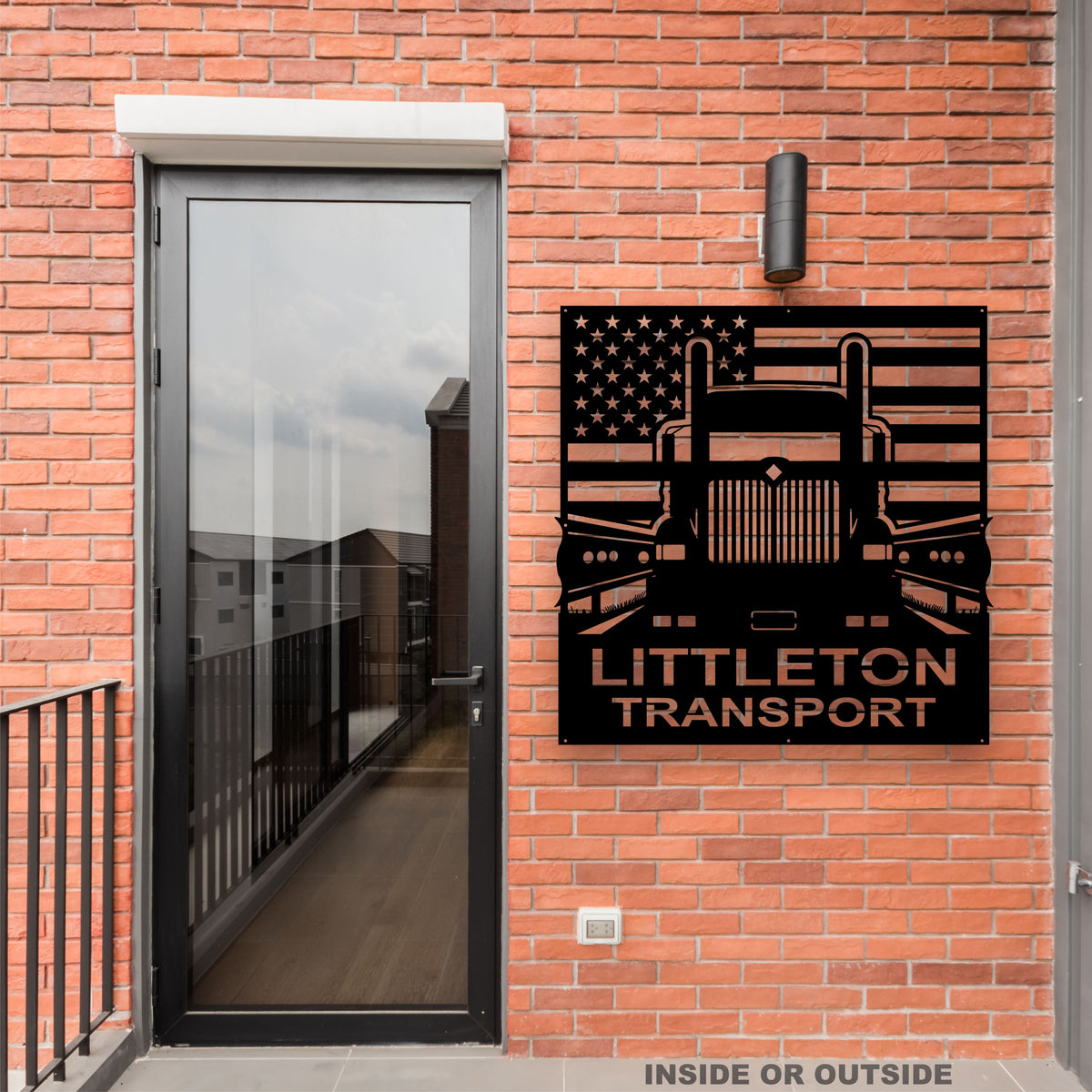International 9900 - American Flag - Your Text - Metal Monogram Sign - Free Shipping