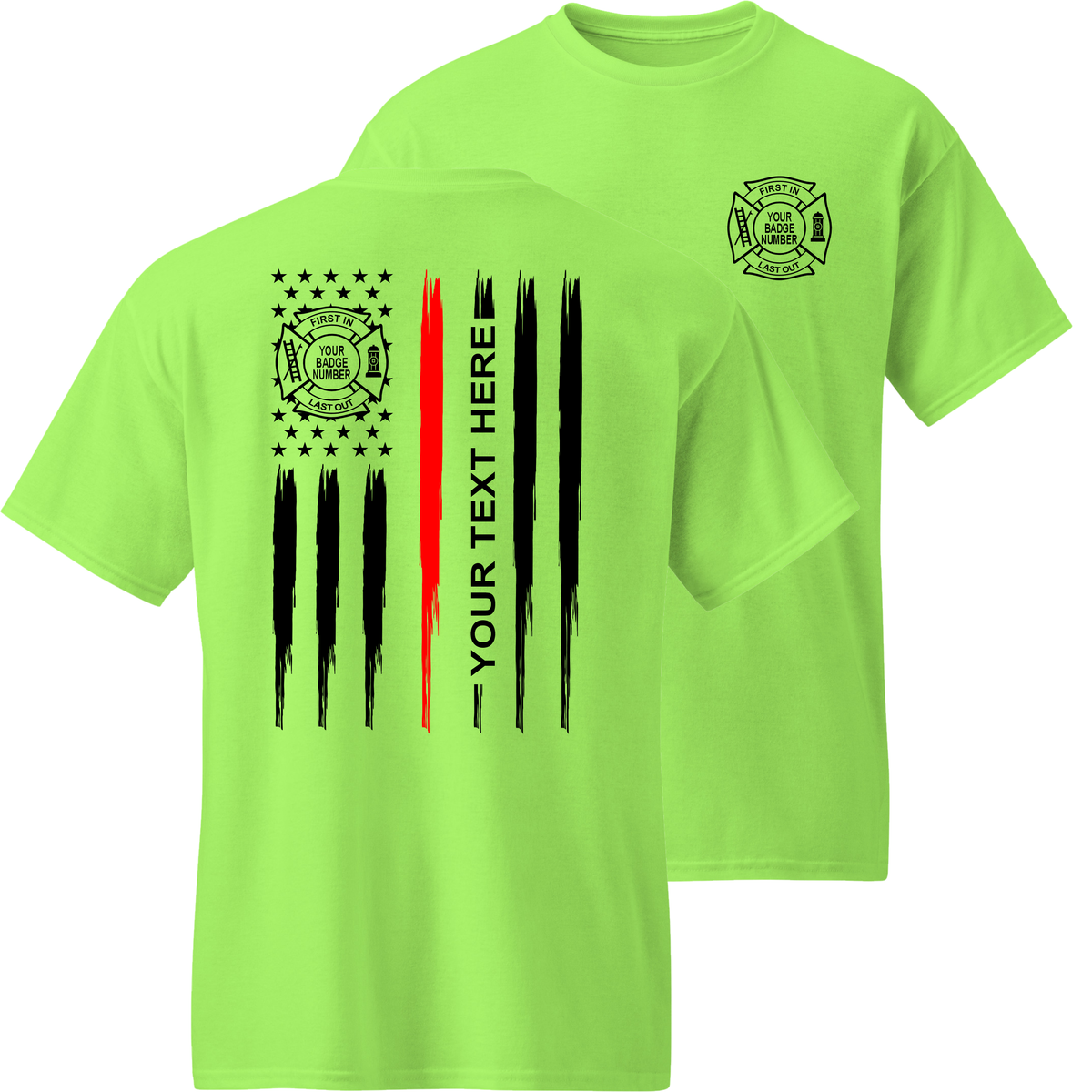 Fire Department - Your Text Here - Tattered Flag - Thin Red Line - Apparel