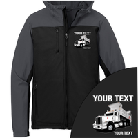 Peterbilt 389 Dump Truck - Your Text Here - Port Authority Hooded Core Soft Shell Jacket - Free Shipping