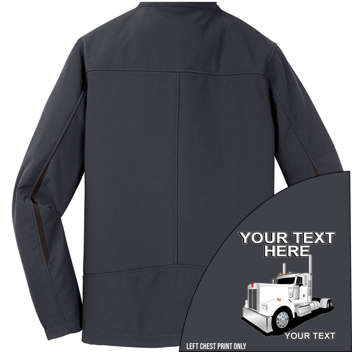 Kenworth W900 Day Cab - Your Text Here - Port Authority ® Welded Soft Shell Jacket NO HOOD - Free Shipping
