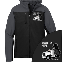 Peterbilt Dump Truck - Your Text Here - Port Authority Hooded Core Soft Shell Jacket -Free Shipping