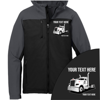 Peterbilt Day Cab - Your Text Here - Port Authority Hooded Core Soft Shell Jacket -Free Shipping