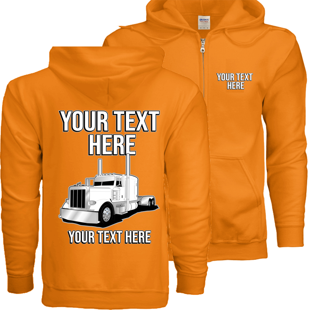 Peterbilt Full Truck - Your Text Here - Gildan Heavy Blend Full-Zip Hoodie