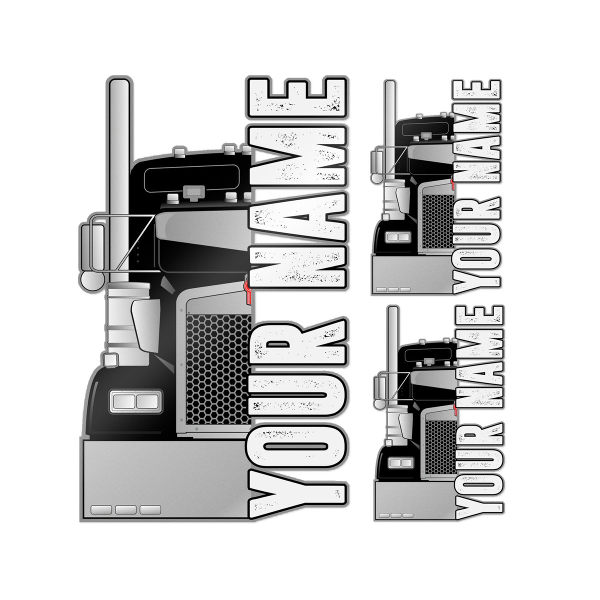 Kenworth  Front End -Your Name -  3 Pack of Die-Cut Stickers - UV Inks - Laminated