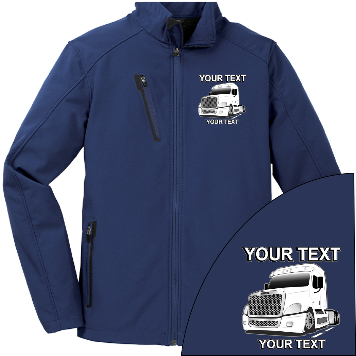 Freightliner Full Truck - Your Text Here - Port Authority ® Welded  Soft Shell Jacket NO HOOD - Free Shipping