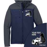 Peterbilt Dump Truck - Your Text Here - Port Authority Hooded Core Soft Shell Jacket -Free Shipping