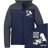 Peterbilt Day Cab  End Dump - Your Text Here - Port Authority Hooded Core Soft Shell Jacket -Free Shipping