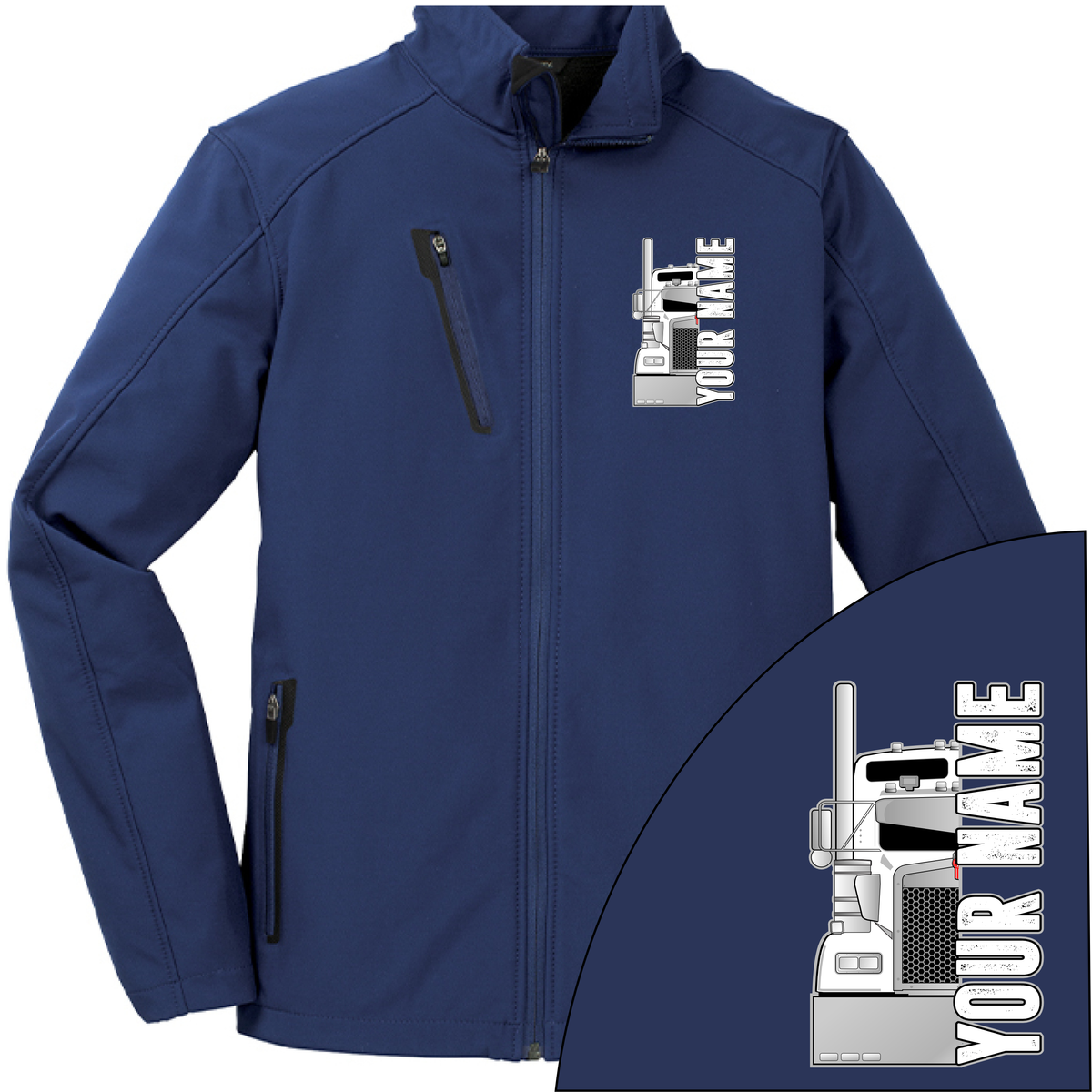 Kenworth Half Truck - Your Text Here - Port Authority ® Welded Soft Shell Jacket NO HOOD - Free Shipping