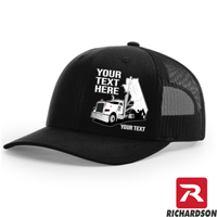 RICHARDSON 112 - Peterbilt Day Cab End Dump  - Your Text Snapback Hats - Free Shipping