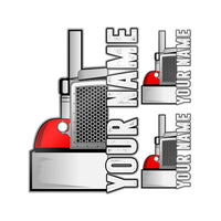 Peterbilt Front End -Your Name - 3 Pack of Die-Cut Stickers - UV Inks - Laminated - Die-Cut Stickers