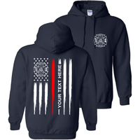 Fire Department - Your Text Here - Tattered Flag - Thin Red Line - Apparel
