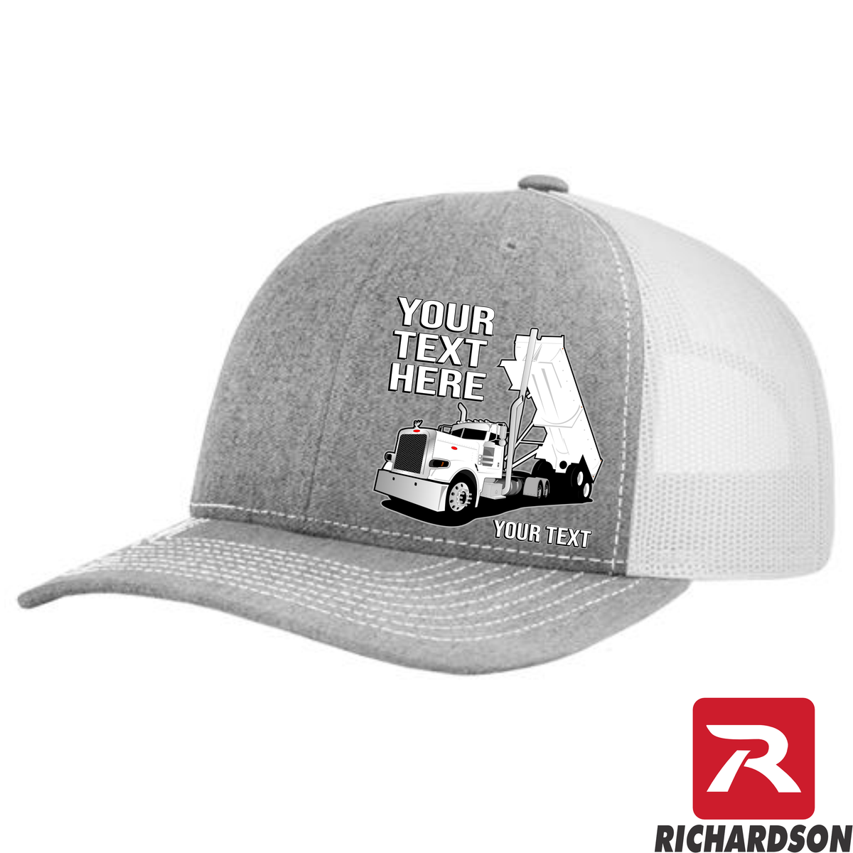 RICHARDSON 112 - Peterbilt Day Cab End Dump  - Your Text Snapback Hats - Free Shipping