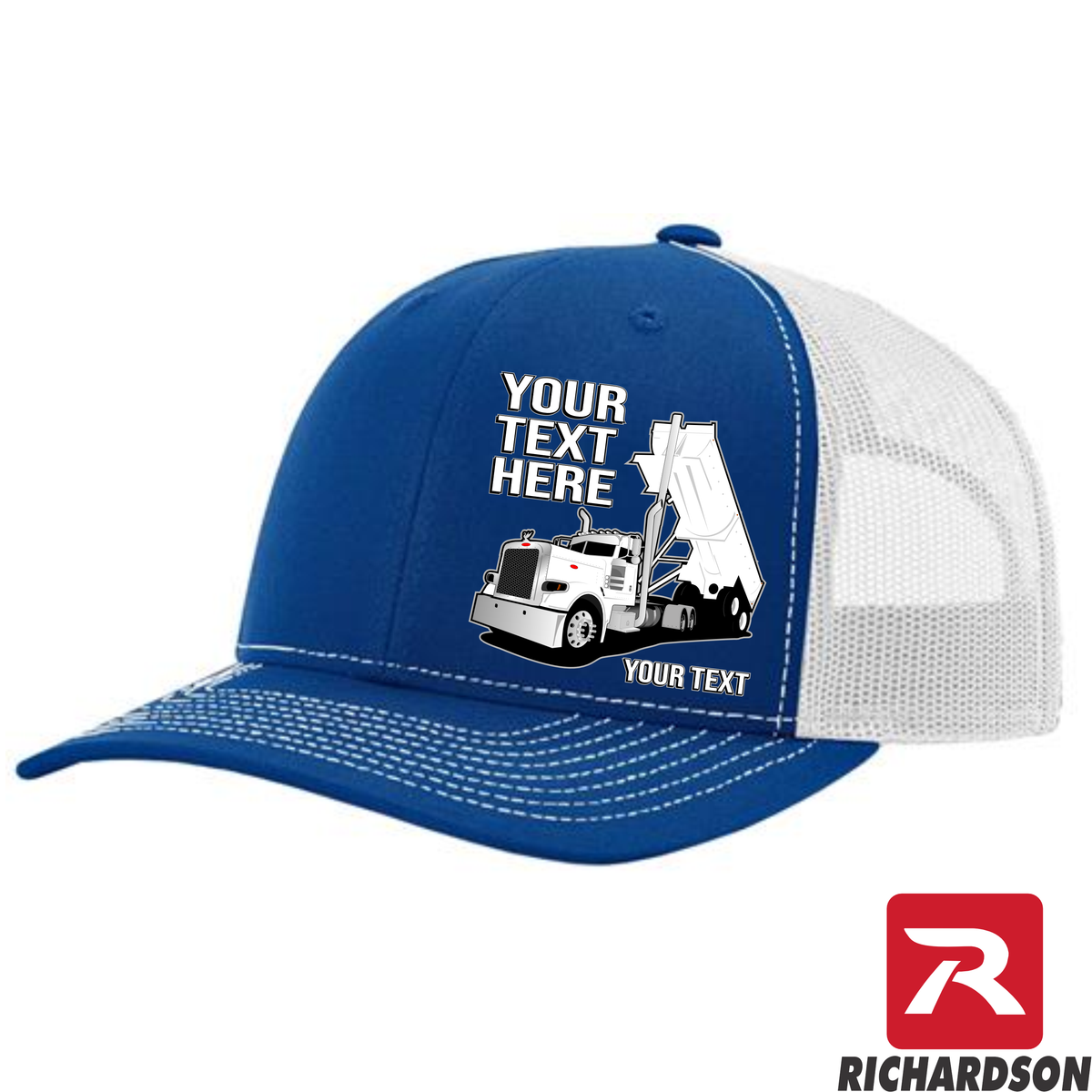 RICHARDSON 112 - Peterbilt Day Cab End Dump  - Your Text Snapback Hats - Free Shipping