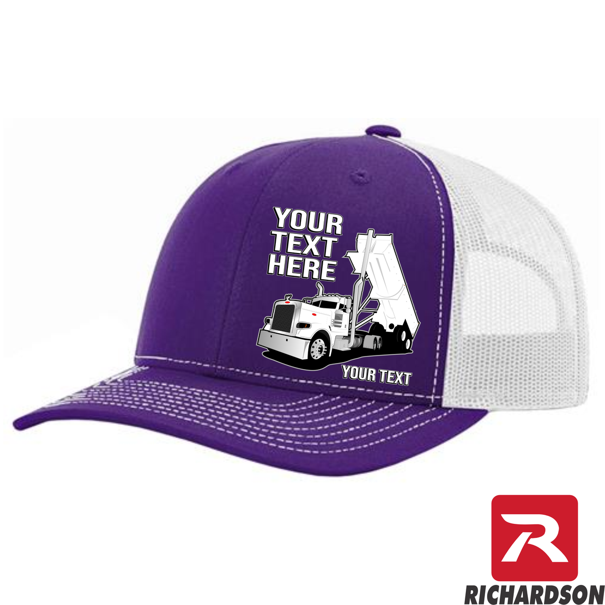 RICHARDSON 112 - Peterbilt Day Cab End Dump  - Your Text Snapback Hats - Free Shipping