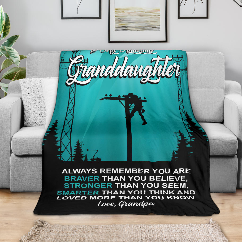 To My Amazing Granddaughter Blanket - Lineman - Free Shipping