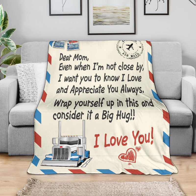 Dear Mom Postage Stamp Blanket - Mother's Day - Peterbilt - Free Shipping