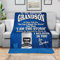 To My Amazing Grandson - Bull Hauler Blanket - Kenworth - Free Shipping