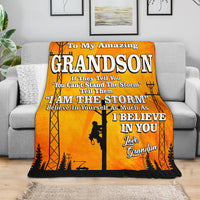 To My Amazing Grandson - Lineman - Blanket - Free Shipping