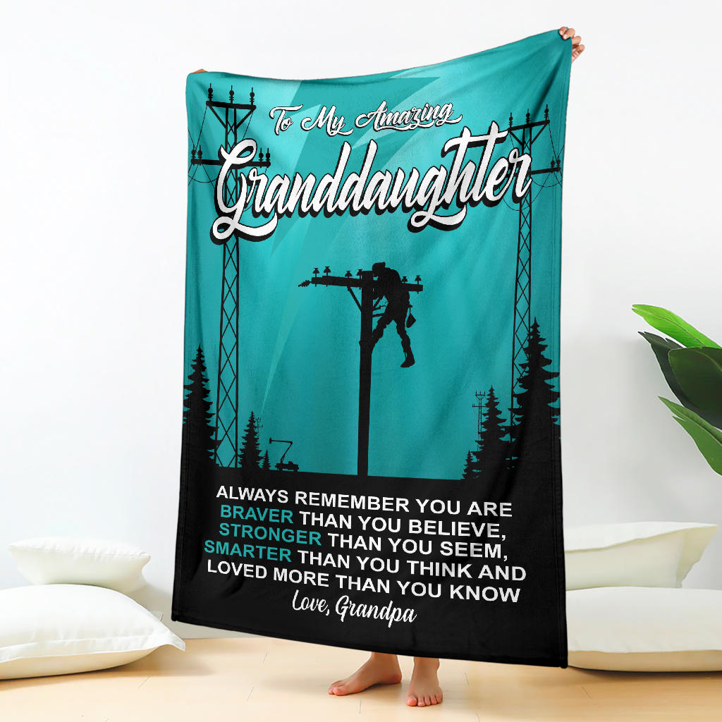 To My Amazing Granddaughter Blanket - Lineman - Free Shipping